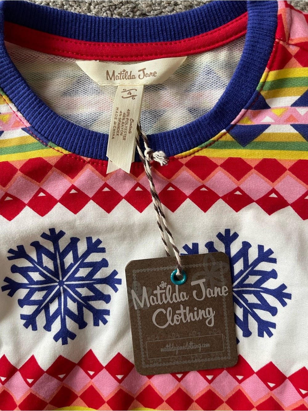 Matilda Jane Multi-Color Snowflake Ruffle Sleeve Sweatshirt - Picture 2 of 3